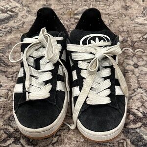 Adidas Women's Black and White Suede Sneakers